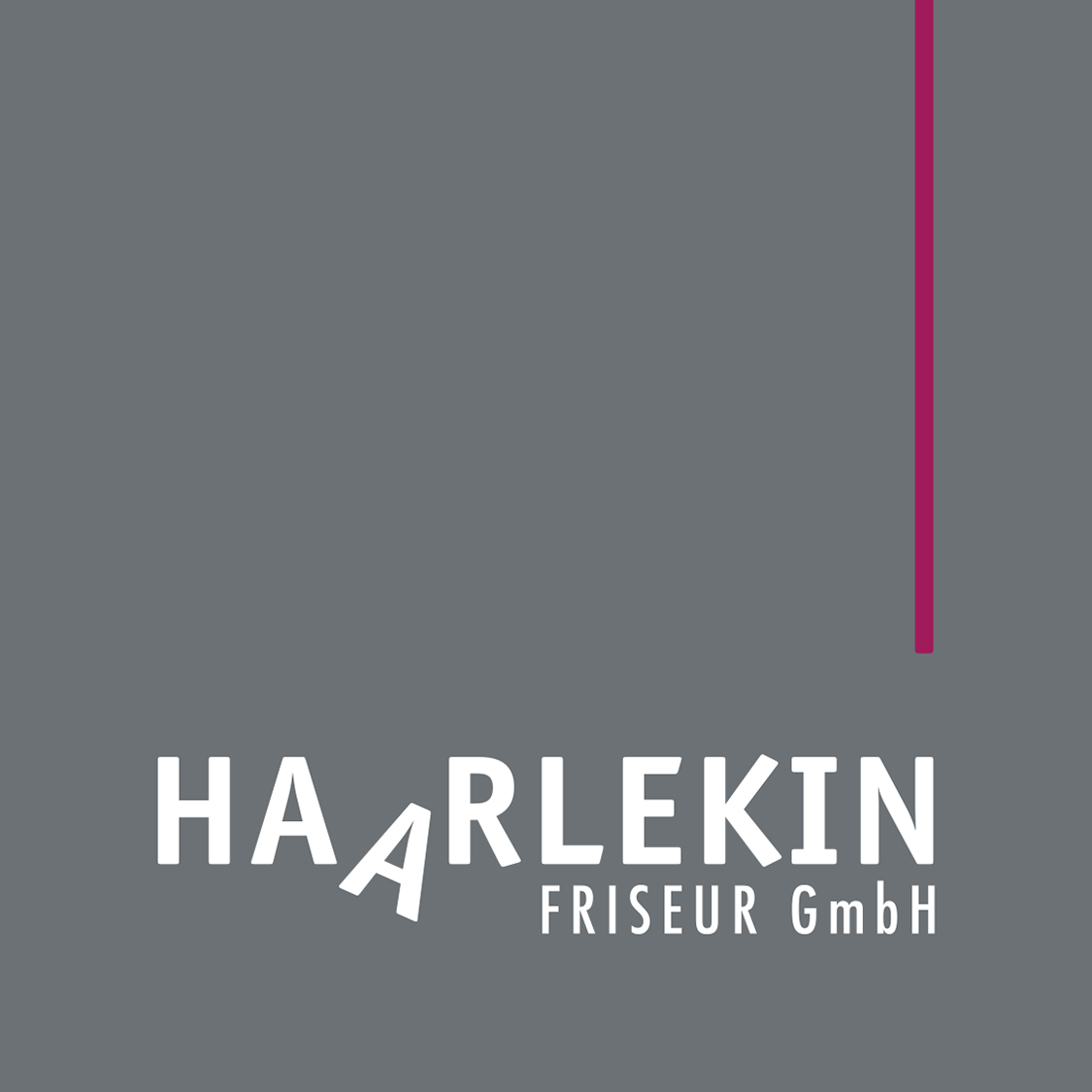 Ansicht des Logos für den Friseur Haarlekin in Neustrelitz als Bestandtteil der Werbung.