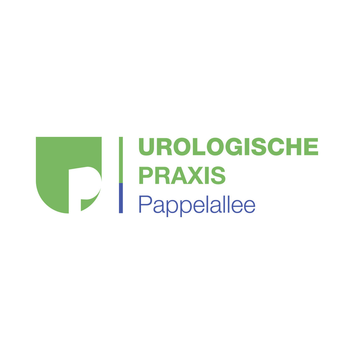 Ansicht des Praxislogos in einer Langvariante für spezielle Anwendungen für die Urologische Praxis Pappelallee ind Greifswald.